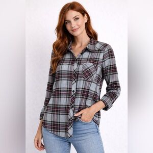 Ci Sono Multicolor Plaid Flannel Shirt